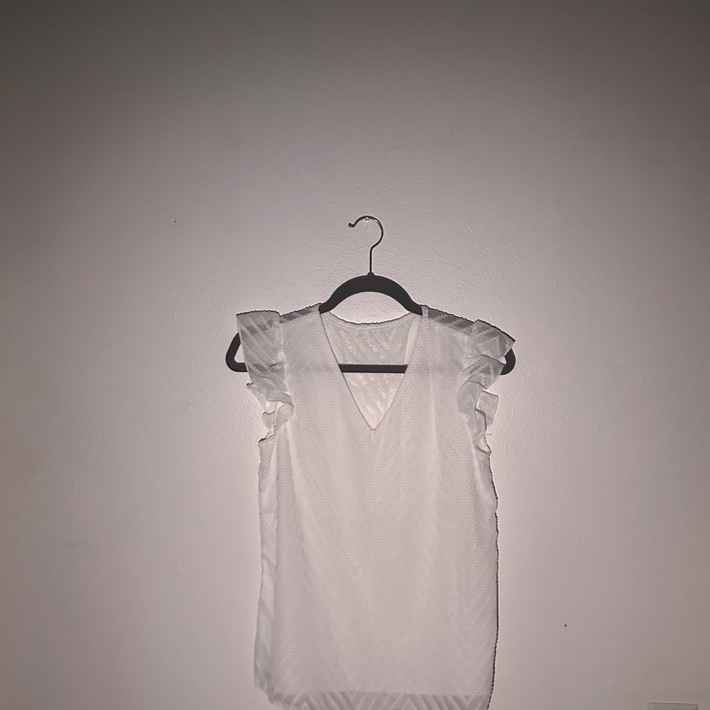 Elegant White Ruffle Sleeve Top